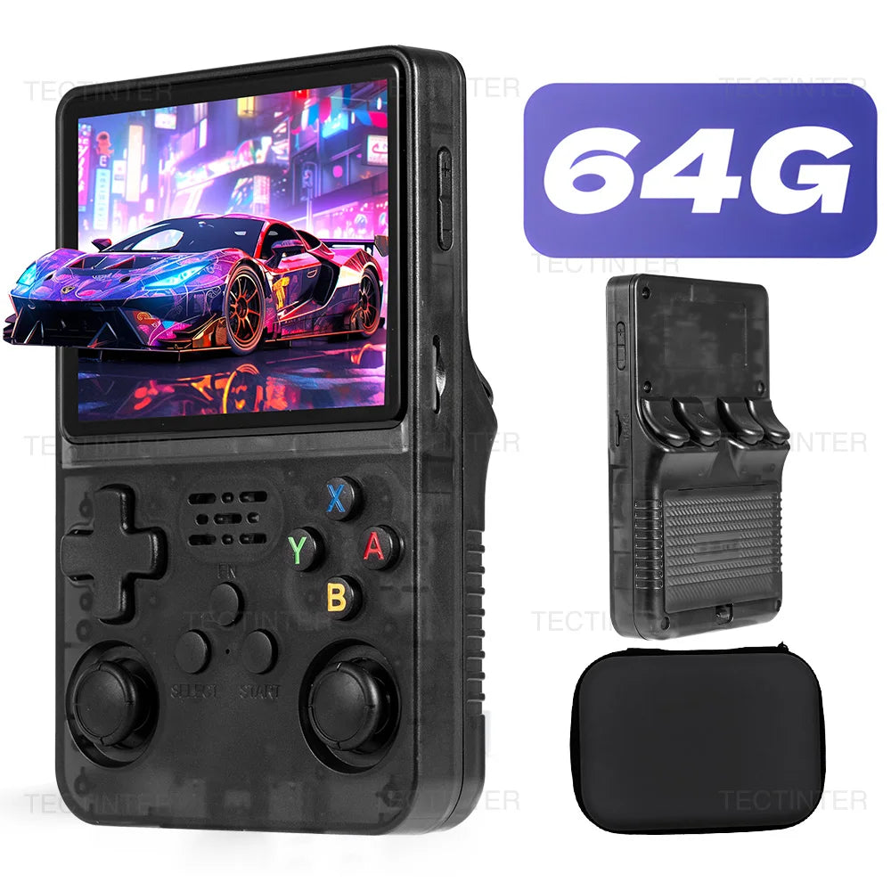 64G R36HD Handheld Retro Video Game Console For PS1/GBA/FC 20000+ Games Portable Linux System Gaming Players 3.5-inch IPS Screen