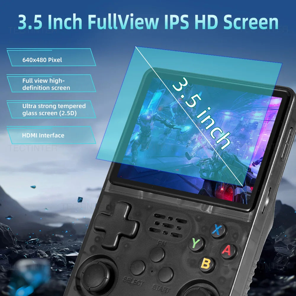 64G R36HD Handheld Retro Video Game Console For PS1/GBA/FC 20000+ Games Portable Linux System Gaming Players 3.5-inch IPS Screen