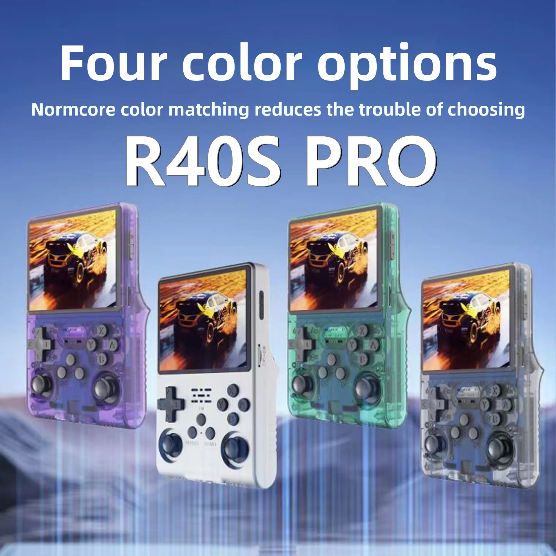 2025 New R40S PRO 256GB Handheld Game Console w/Joystick, 30000+ Retro Games, Linux OS, Transparent Shell, MP4 Player, Kids Gift