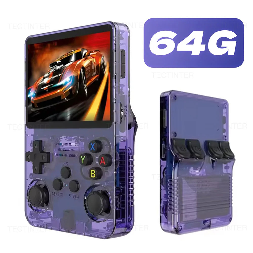 64G R36HD Handheld Retro Video Game Console For PS1/GBA/FC 20000+ Games Portable Linux System Gaming Players 3.5-inch IPS Screen