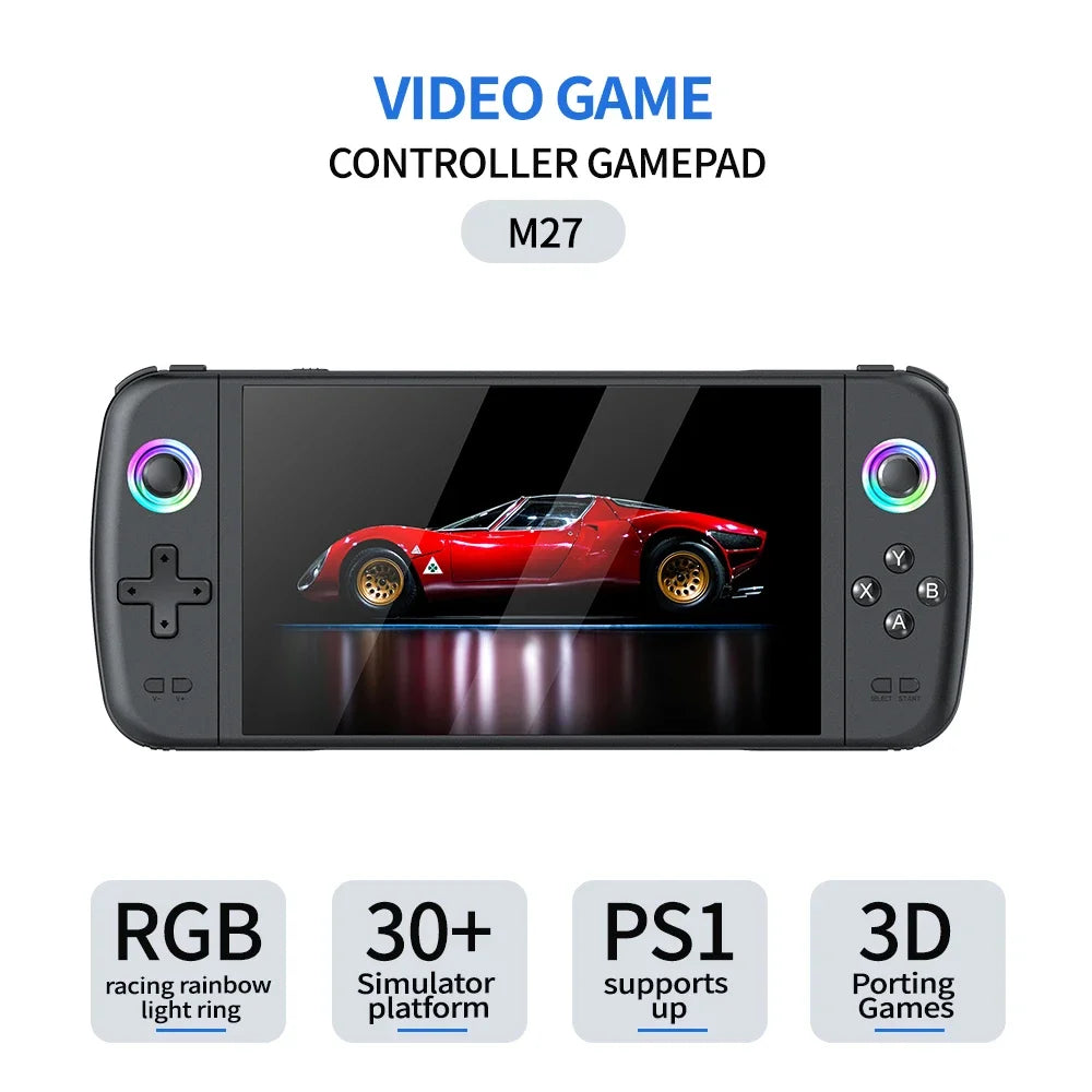 2025 new M27 Portable Pocket Retro Handheld Video Game Console 7.0Inch IPS Screen 1024*600 Display Support LINUX Emelec HDMI Out