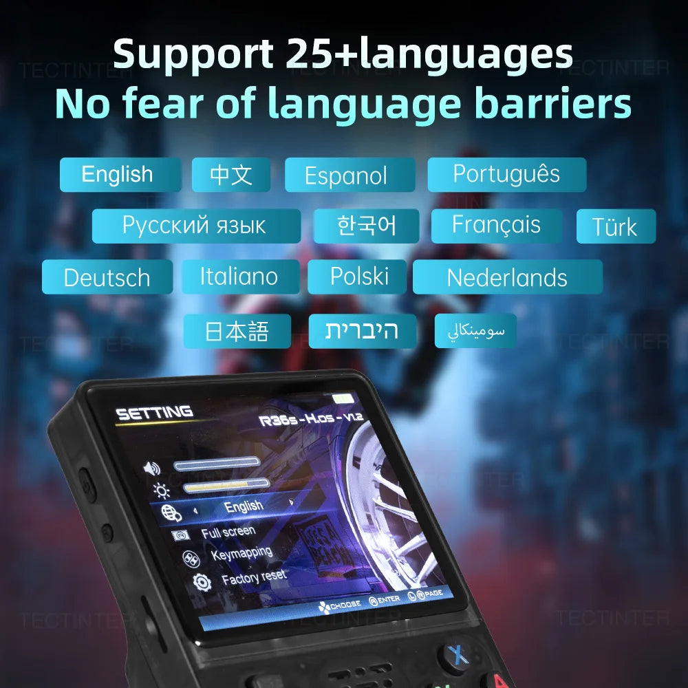 64G R36HD Handheld Retro Video Game Console For PS1/GBA/FC 20000+ Games Portable Linux System Gaming Players 3.5-inch IPS Screen