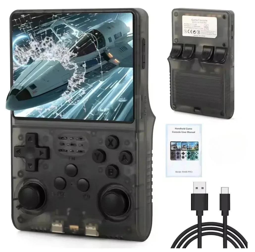 2025 New R40S PRO 256GB Handheld Game Console w/Joystick, 30000+ Retro Games, Linux OS, Transparent Shell, MP4 Player, Kids Gift