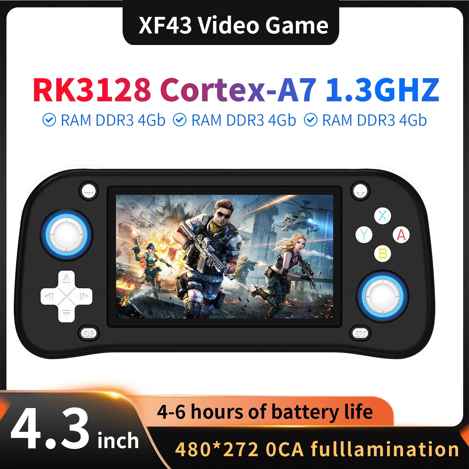 AISLPC XF43 Retro Handheld Game Console 4.3 inch Linux System Gaming Players Portable Pocket Hand Game Video Devices Play Gift