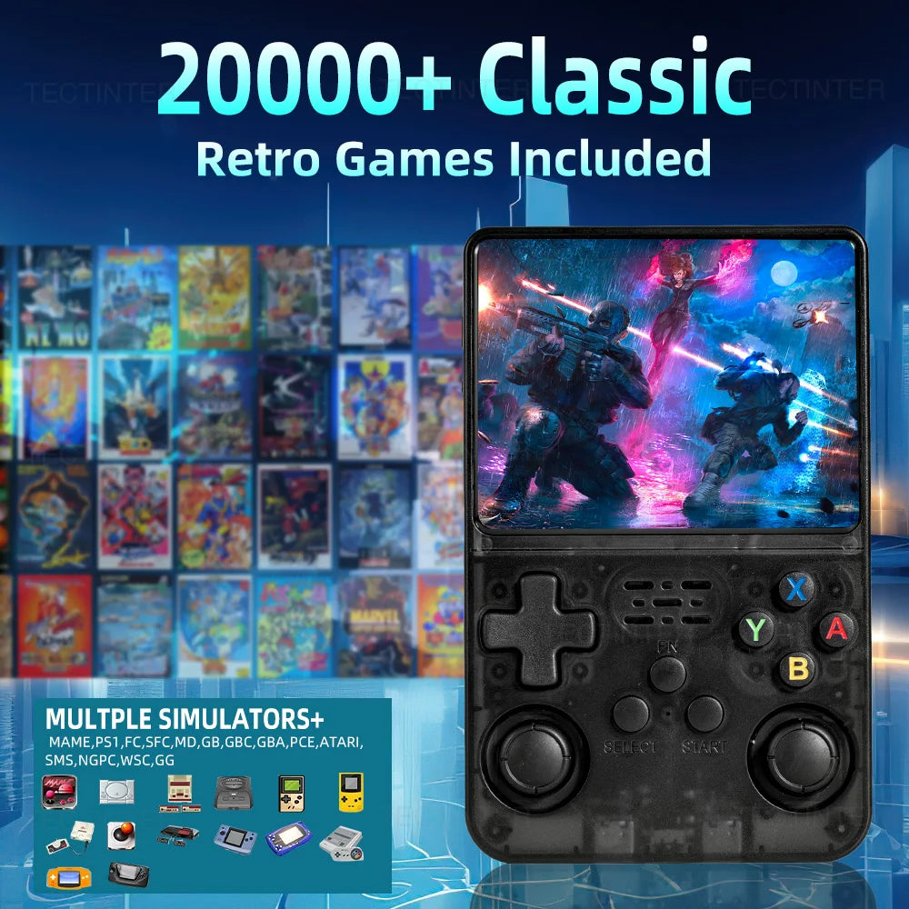 64G R36HD Handheld Retro Video Game Console For PS1/GBA/FC 20000+ Games Portable Linux System Gaming Players 3.5-inch IPS Screen