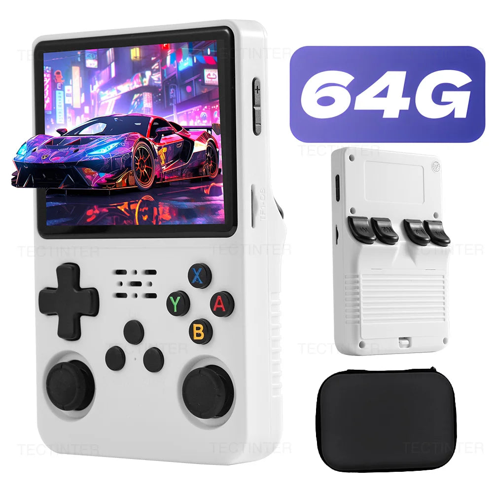 64G R36HD Handheld Retro Video Game Console For PS1/GBA/FC 20000+ Games Portable Linux System Gaming Players 3.5-inch IPS Screen