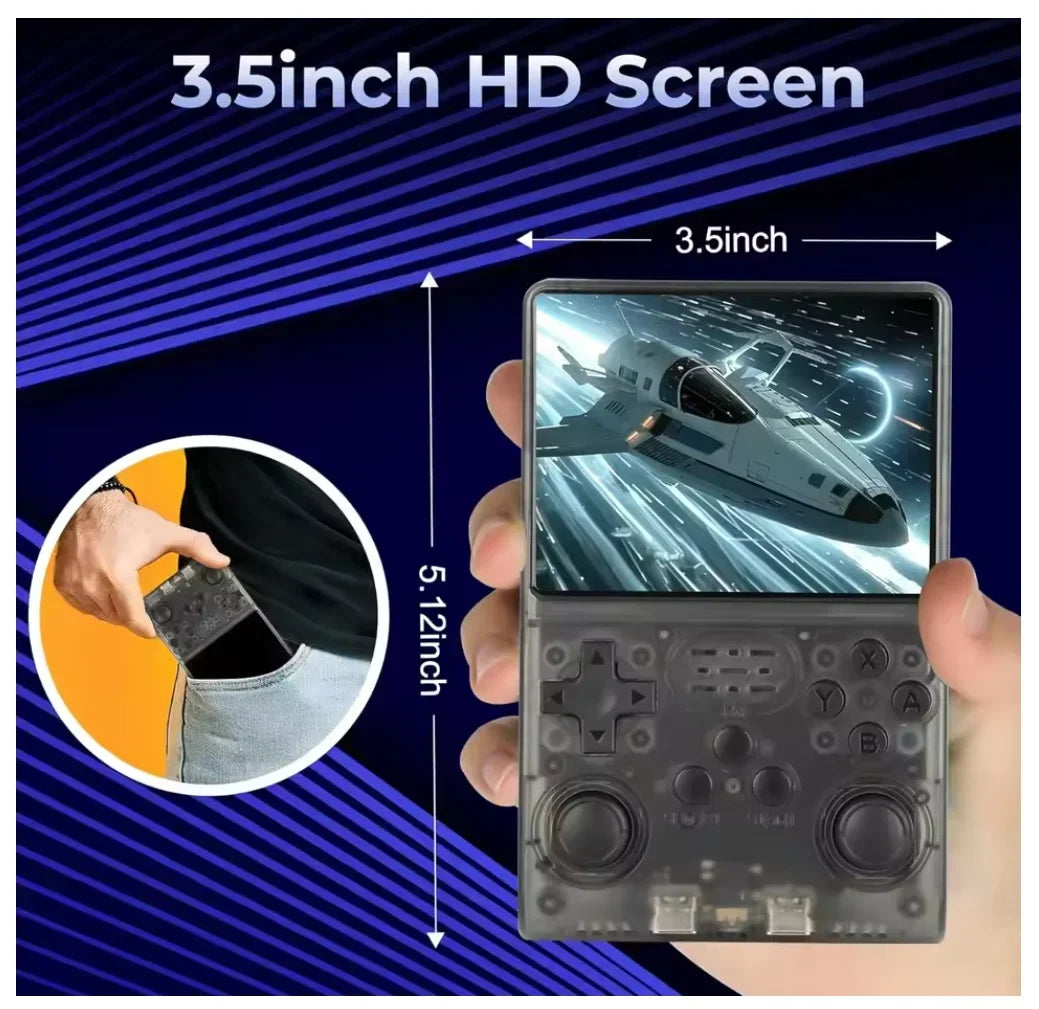 2025 New R40S PRO 256GB Handheld Game Console w/Joystick, 30000+ Retro Games, Linux OS, Transparent Shell, MP4 Player, Kids Gift