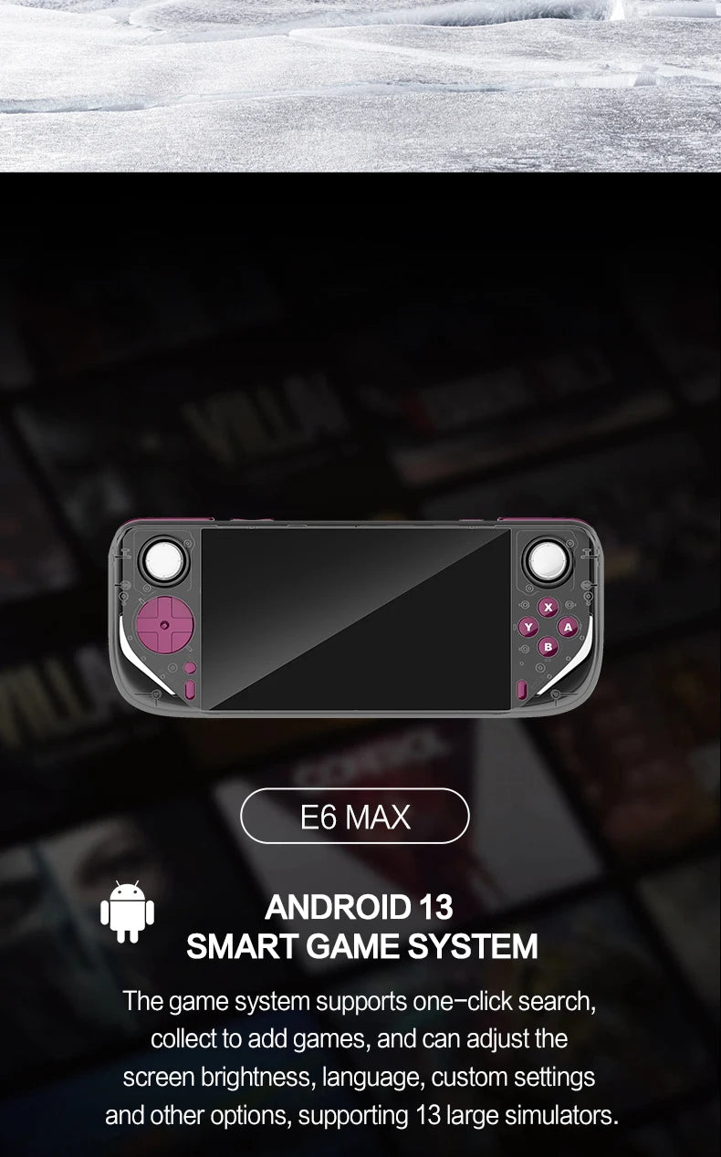 2025 E6MAX Android Convenient Handheld Game Players 8-core 64 bit touch screen 4+32GB Retro Nostalgic 5-Inch Screen Game Machine