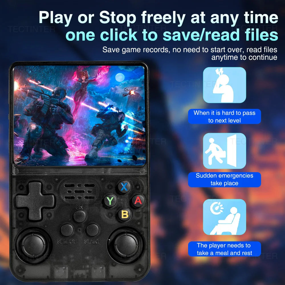 64G R36HD Handheld Retro Video Game Console For PS1/GBA/FC 20000+ Games Portable Linux System Gaming Players 3.5-inch IPS Screen