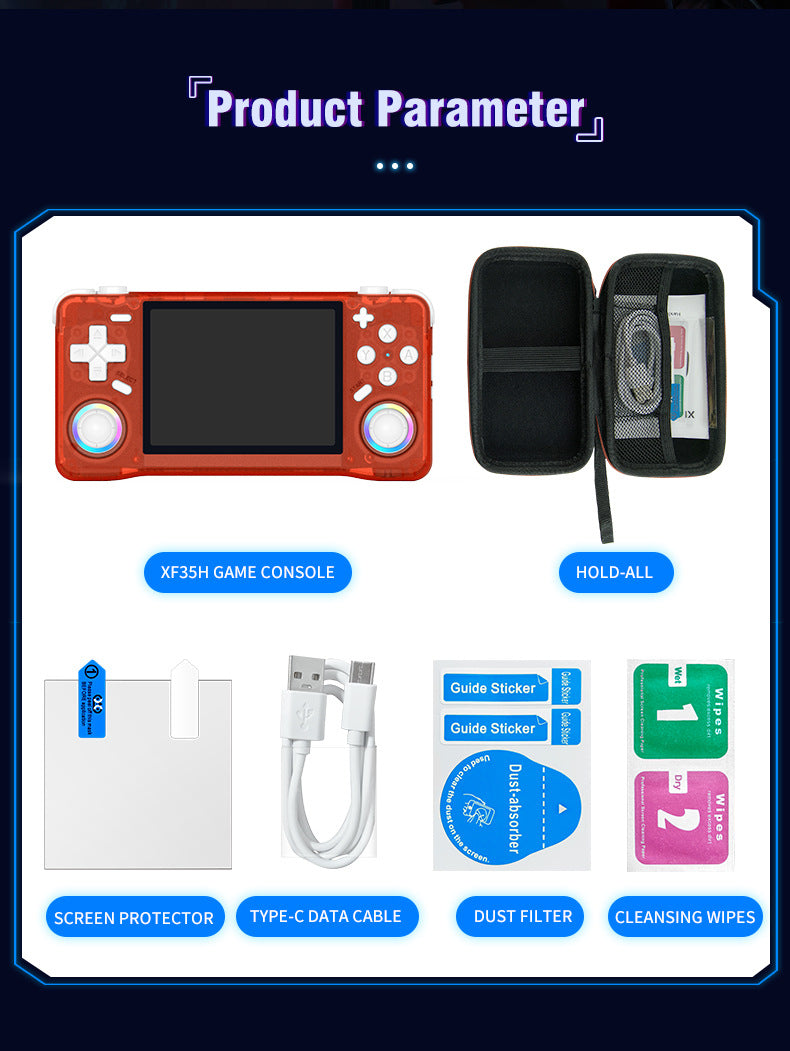 NEW XF35H Retro Handheld Video Game Console Linux System 3.5-inch IPS Screen Mini Portable Handheld Video Player 64GB 128G Games