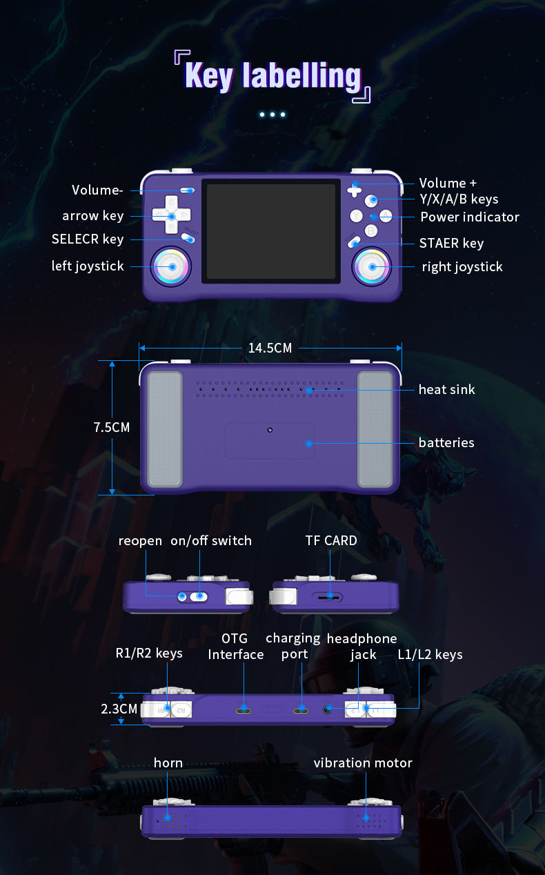 NEW XF35H Retro Handheld Video Game Console Linux System 3.5-inch IPS Screen Mini Portable Handheld Video Player 64GB 128G Games
