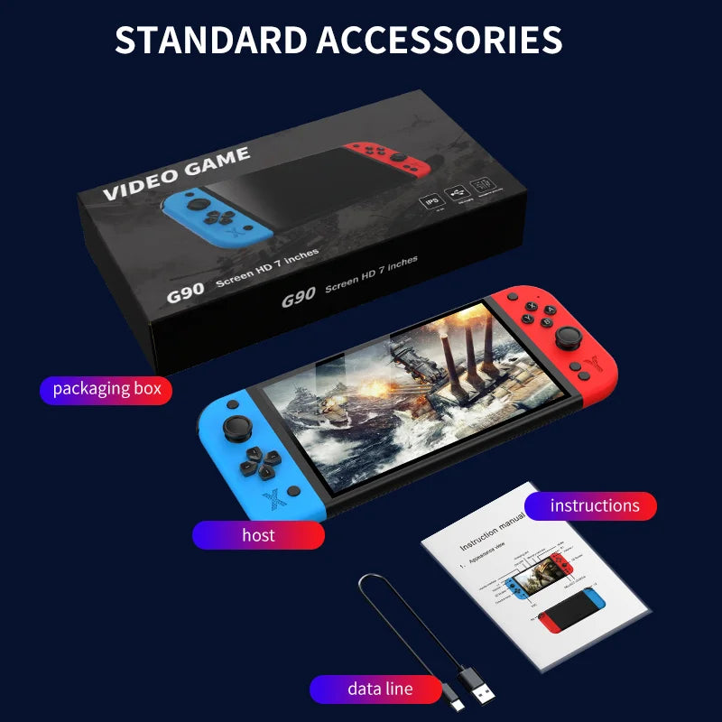 G90 7-inch 64GB 4000mAh portable handheld game console arcade suitable for PSP/PS1 retro TV game controller boys' gift