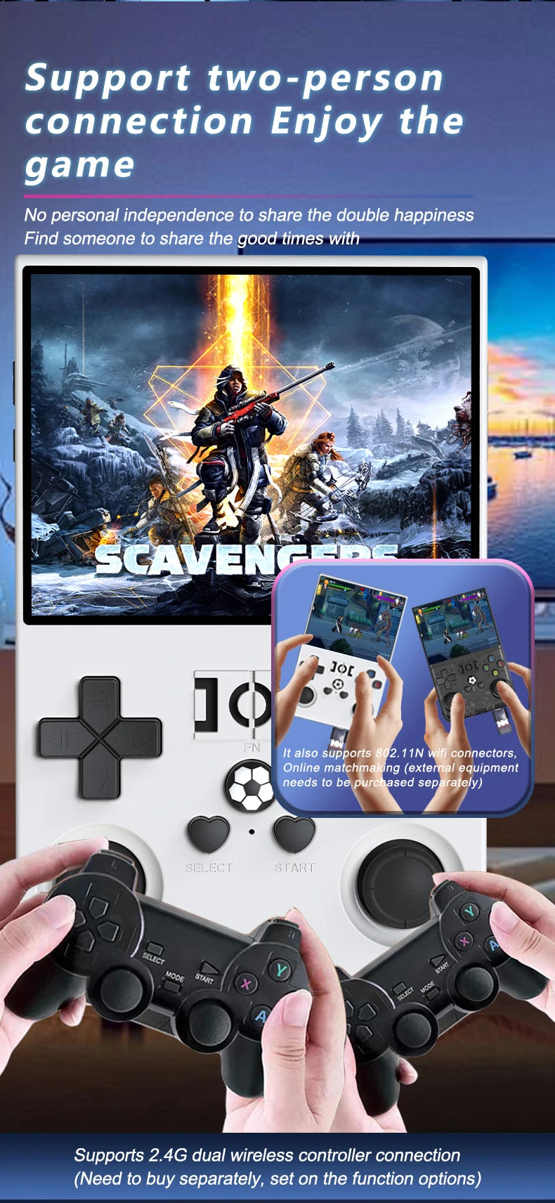 Open Source R36PRO Handheld Game Console Linux System 3.5inch HD Screen 4000mAh Play 6h 1GB+8GB RAM, Support TFcard 64GB 128GB
