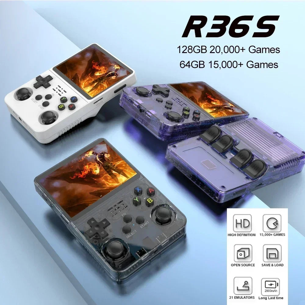 BOYHOM Original ARKOS 256G/128G/64G R36S Open Source Retro Handheld Game Console 3.5'' IPS Portable Pocket Game Player MAX