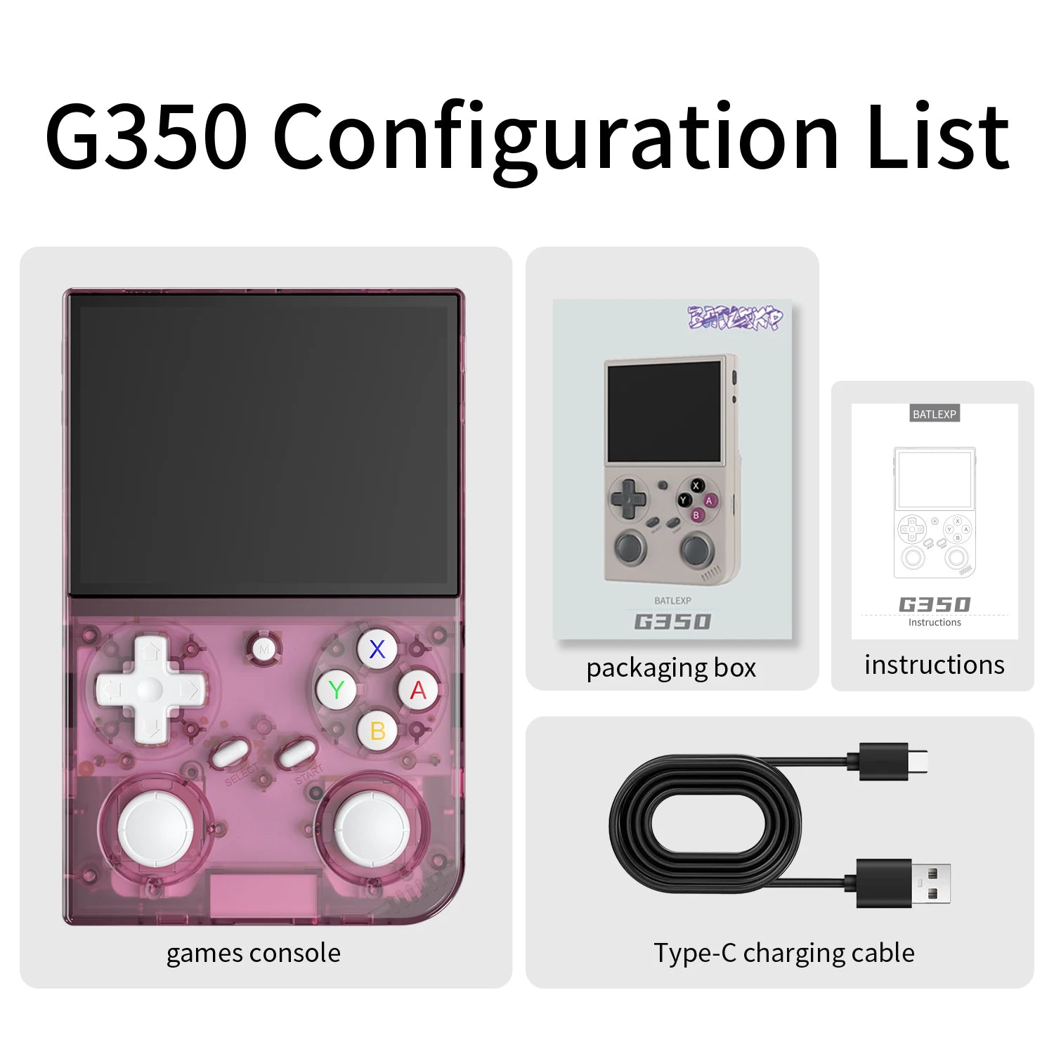 BATLEXP G350 Retro Handheld Game Console 3.5" IPS Screen RK3326 Linux 64bit Dual Joystick Vibration Motor Portable Video Players