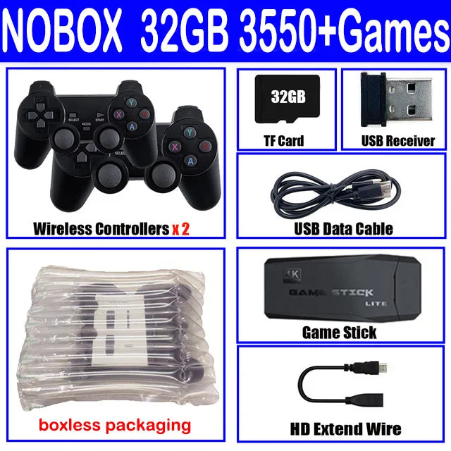 M8 Video Game Console 64GBuilt-in 30000 Games 2.4GB Dual Handle Wireless Controller 4k HD simulator For GBA TV Game Stick PK X2