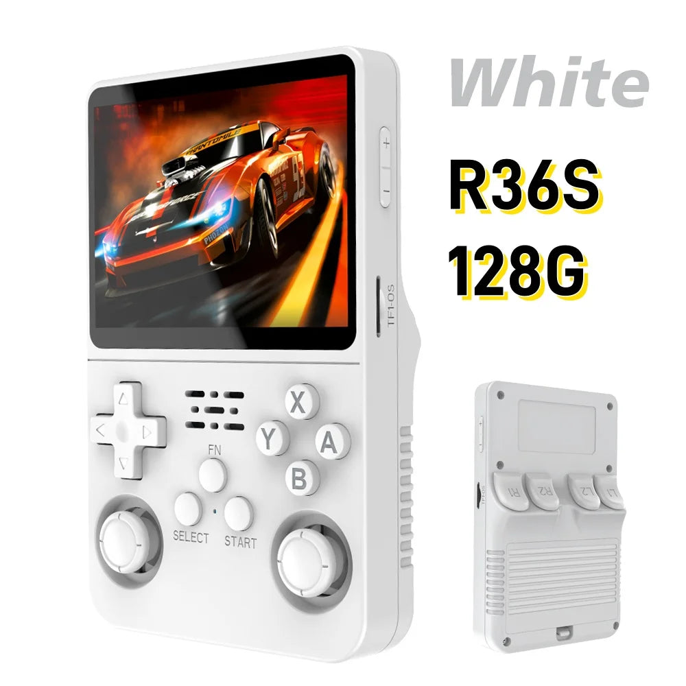 R36S Game Console Linux System 128G Portable Video Consoles 3.5 Inch IPS Screen with Retro Games Pocket Handheld Game Players