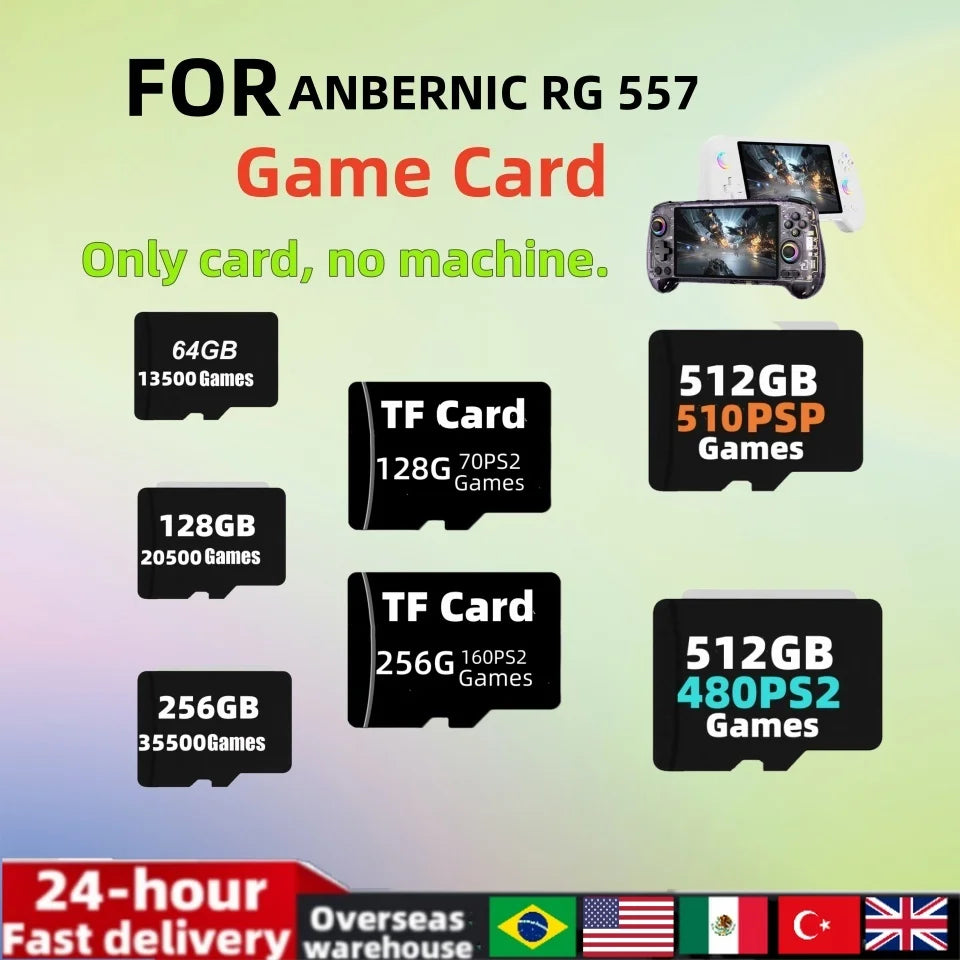 For RG557 Portable Handheld Game Console Memory Card TF Card SD Card Game Card  Video Player Retro Game Android  512G PSP PS2