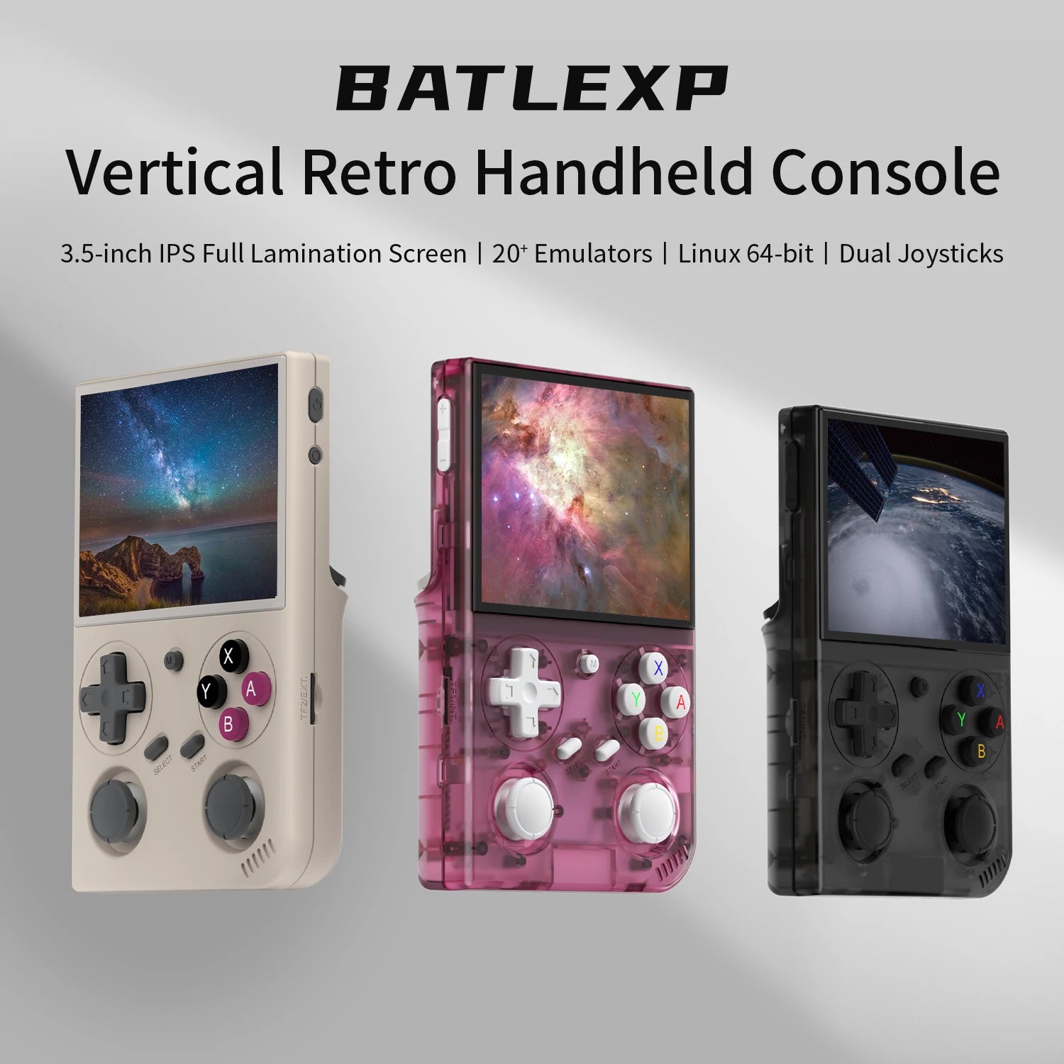 BATLEXP G350 Retro Handheld Game Console 3.5" IPS Screen RK3326 Linux 64bit Dual Joystick Vibration Motor Portable Video Players