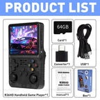 64G R36HD Handheld Retro Video Game Console For PS1/GBA/FC 20000+ Games Portable Linux System Gaming Players 3.5-inch IPS Screen
