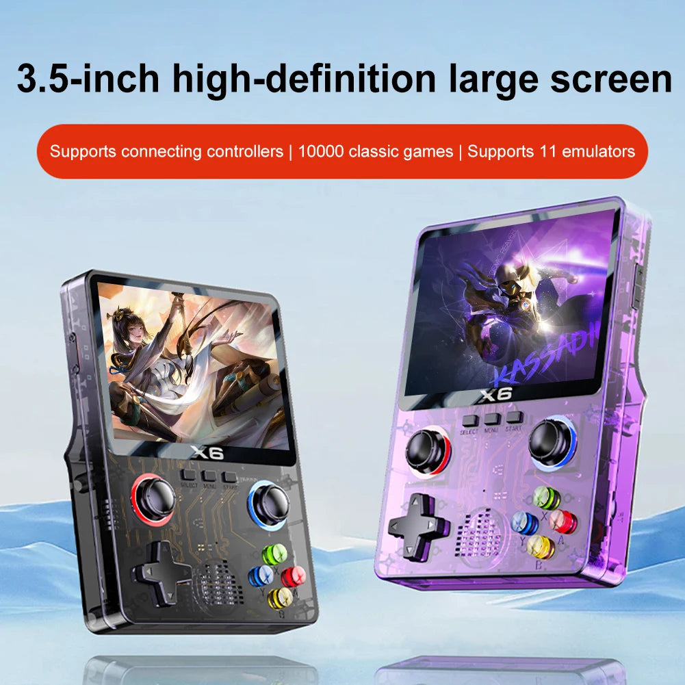 X6 Portable Video Game Console 2000mAh 3.5 Inch IPS Screen Video Gaming Console 3D Joystick Classic Video Player for Adults Kids