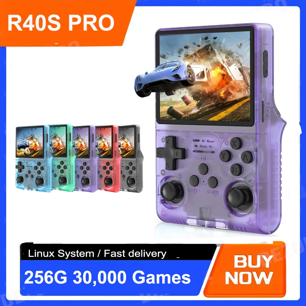 R40S Pro Retro Handheld Game Console 3.5-inch Open-Source Linux System 256GB Portable Video Player Handheld Game Console