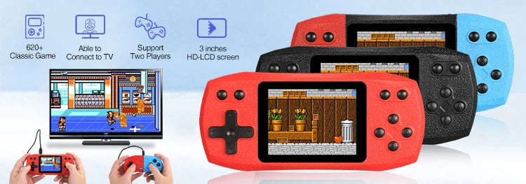 Video Game Console Mini Portable Retro TV Handheld Game Player Built-in 500 Games LCD Screen AV Output Support 2 Player Gamepad