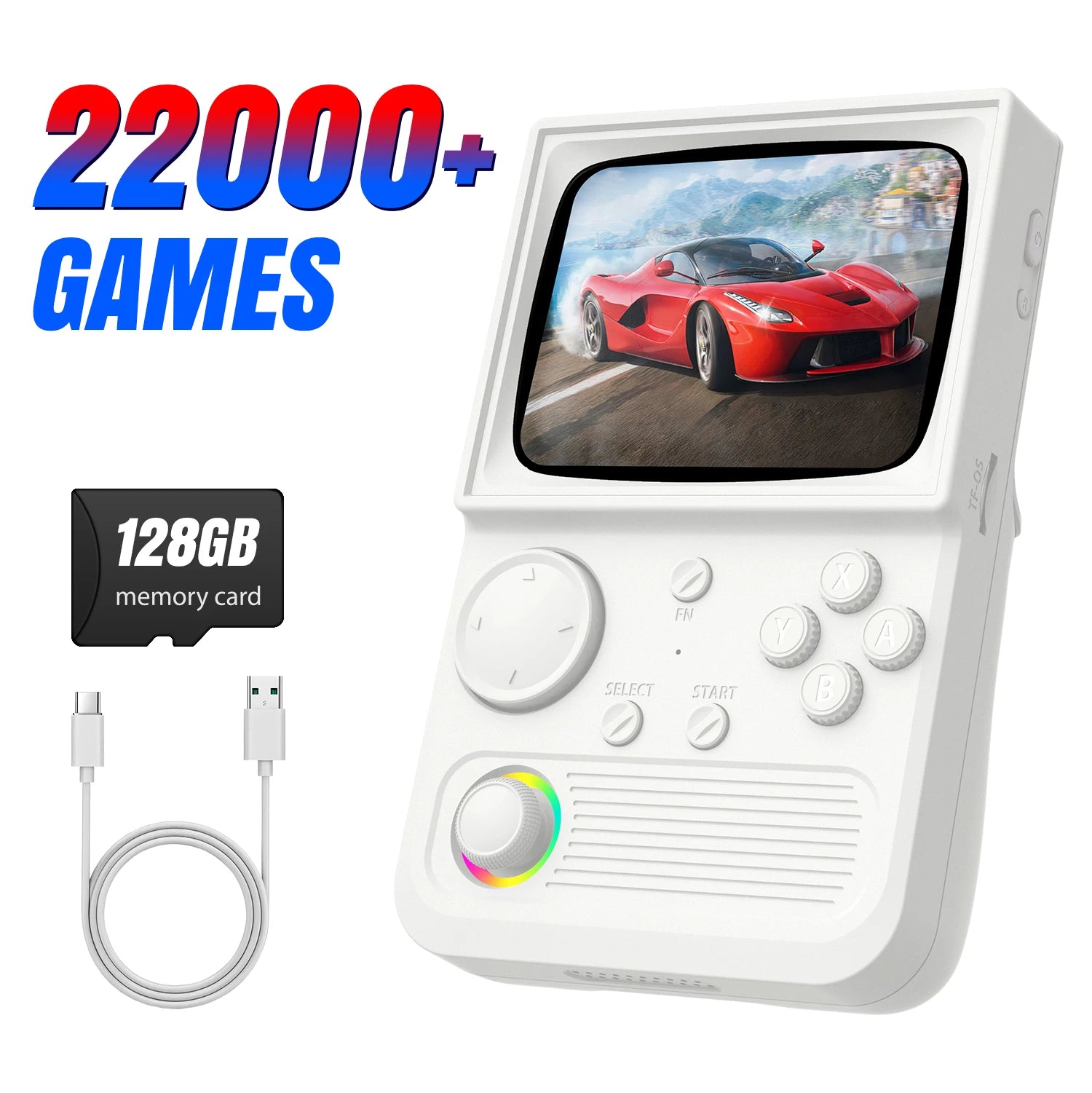 XISKT R36T Retro Portable Pocket Handheld Game Console EmuEMEC System 27+Simulator 18000+Game 3.5''IPS Screen Video Game Console