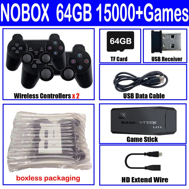 M8 Video Game Console 64GBuilt-in 30000 Games 2.4GB Dual Handle Wireless Controller 4k HD simulator For GBA TV Game Stick PK X2