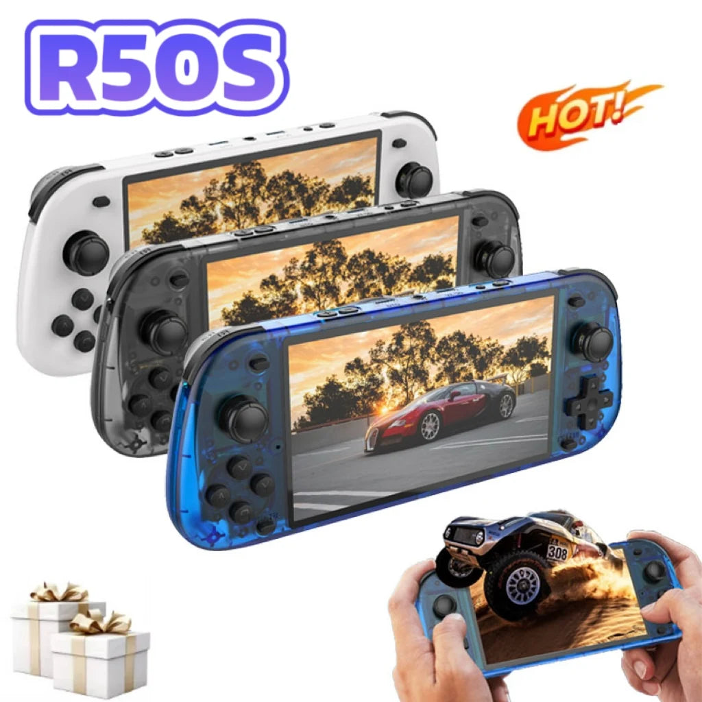 New Upgrade R50S Video Games Console 128G 5.1inch IPS Screen Two-player 20000+ Classic Games Retroid Pocket Game Console