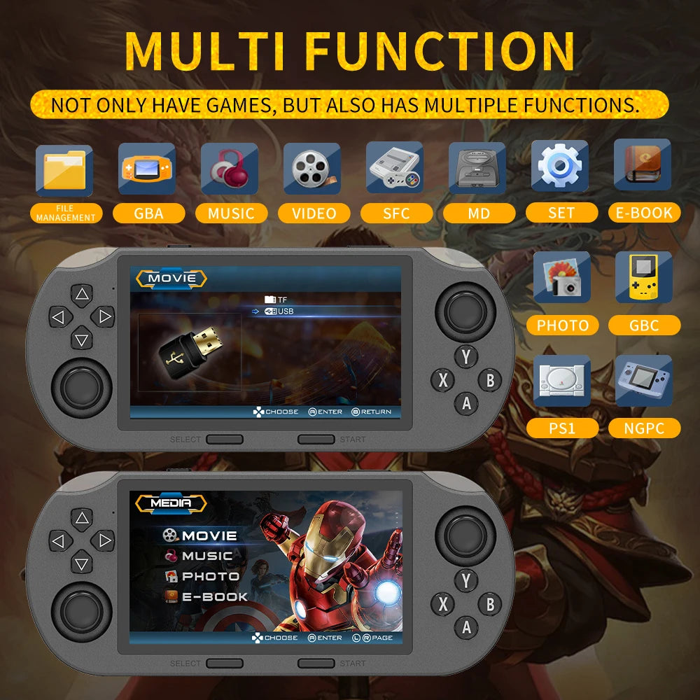 SF3000 Handheld Game Player 4.5 Inch IPS Screen Portable Retro Video Game Console Built-in 20000+ Games for PS1/GBA/SFC