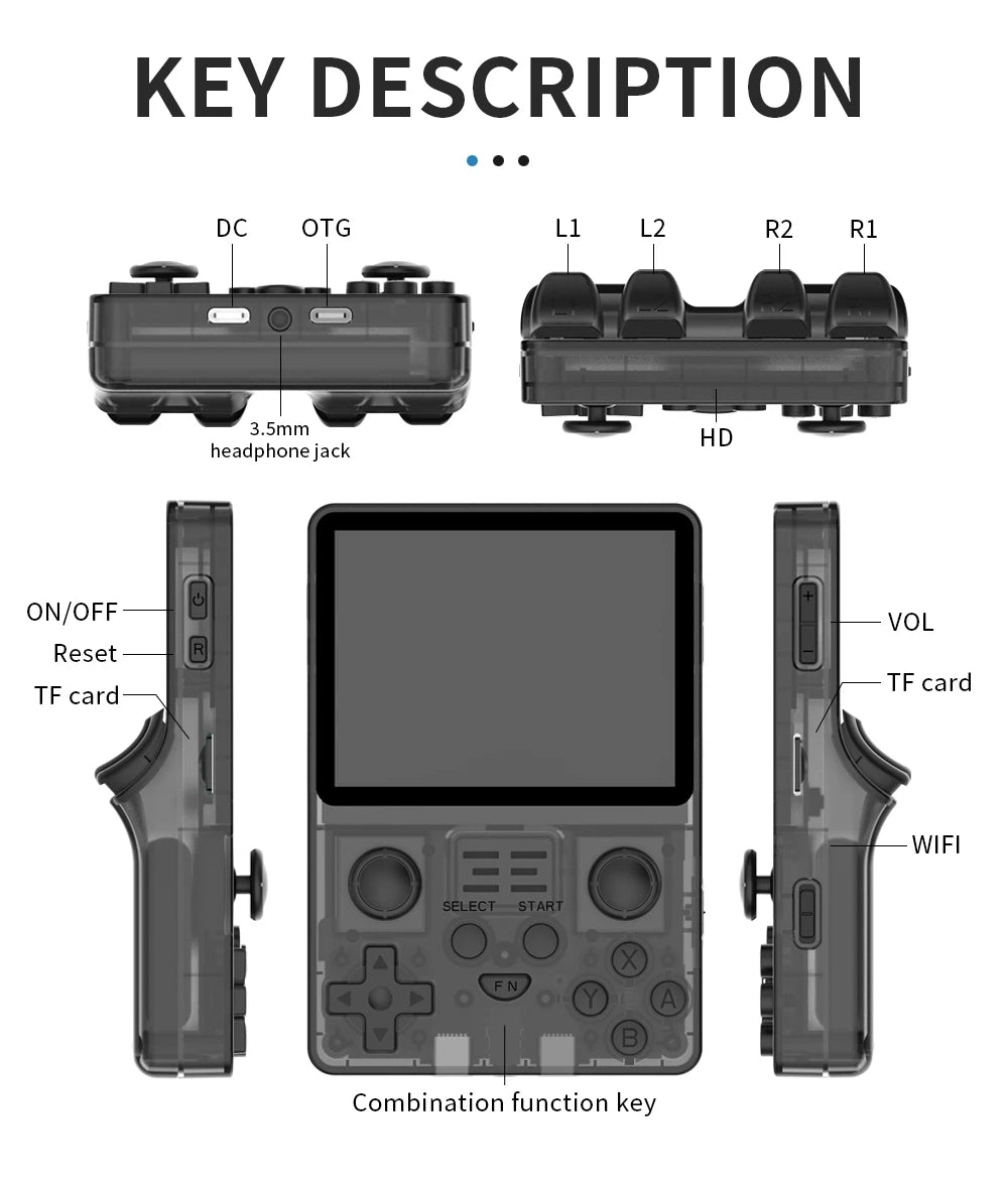 NEW POWKIDDY RGB20S Transparent Handheld Game Console 3.5 Inch 640*480 IPS Screen ArkOS Opendinglinux Gaming Children's Gifts