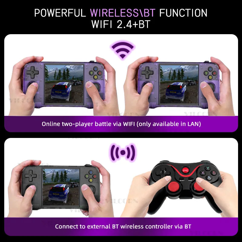 R46S Retro Handheld Game Console Linux System Support WIFI Bluetooth 4 inch Pocket Video Player For PS1 N64 PSP 3D Game R50S
