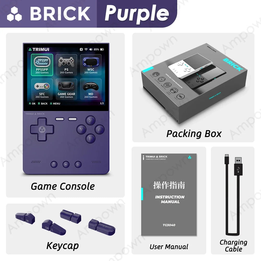 TRIMUI BRICK Handheld Game Console 3.2'' IPS Screen A133P Linux System Trimui UI Metal Back Panel Key LED Lighting Free Keycaps