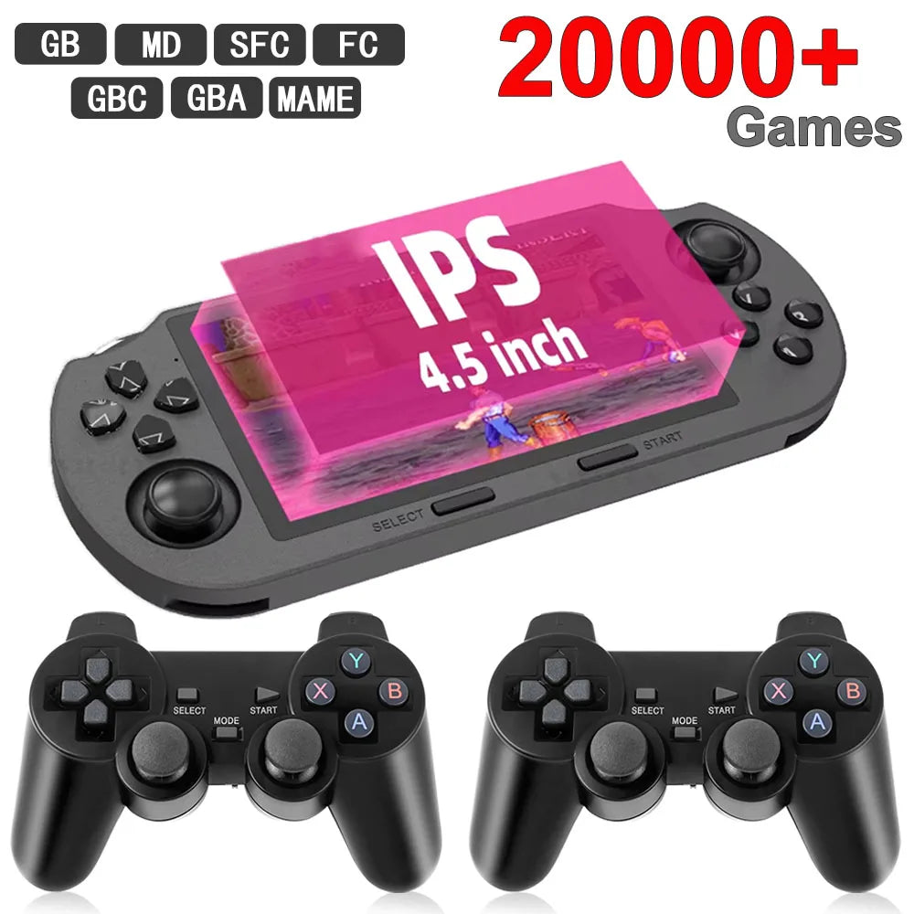 SF3000 Portable Handheld Game Player 4.5 Inch IPS Screen Retro Video Game Console Built-in 20000+ Games for PS1/GBA/SFC/MAME