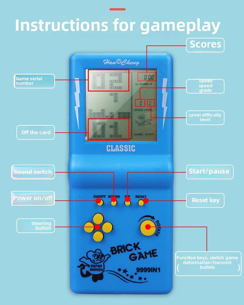 Retro Nostalgic Tetris Game Console Classic 8090 Handheld Game Console Electronic Toys