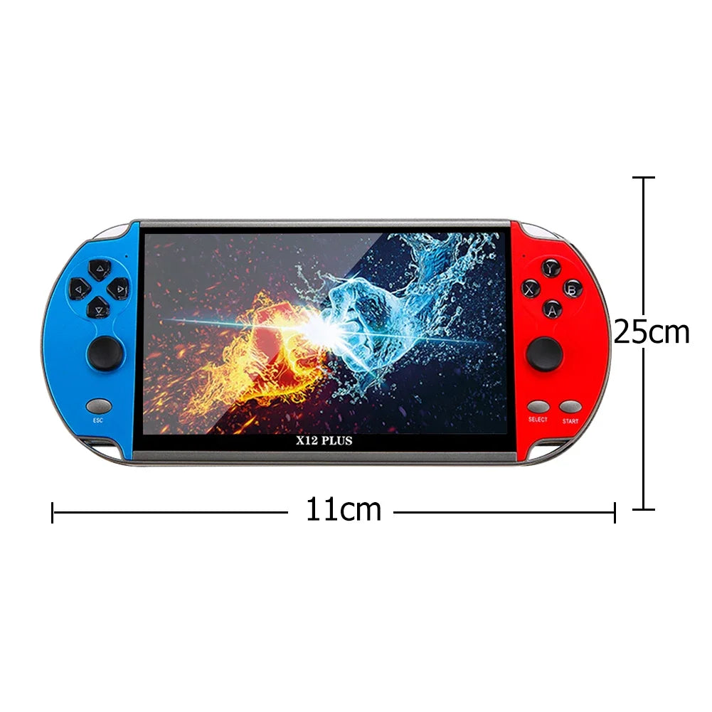GAMINJA X12 Plus Handheld Game Console 7.1Inch Dual Joystick IPS Screen Video Game Player Built-in 32G TF Card For GBA GBC NES