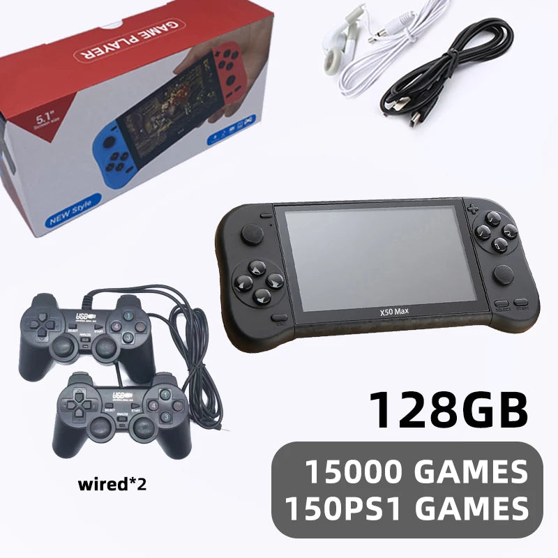 VILCORN X50 MAX Handheld Game Console for PS1 Retro Games Kids Video Game Player for GBA/SNES Portable Audio Gaming Console
