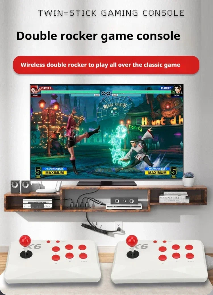 X6 Retro Video Game Console 2.4G Wireless Double Rocker Console Stick Built-in 15000 Classical Games for Play Kids Gift