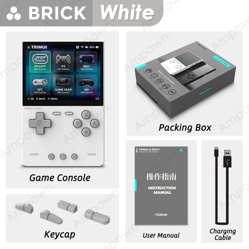TRIMUI BRICK Handheld Game Console 3.2'' IPS Screen A133P Linux System Trimui UI Metal Back Panel Key LED Lighting Free Keycaps