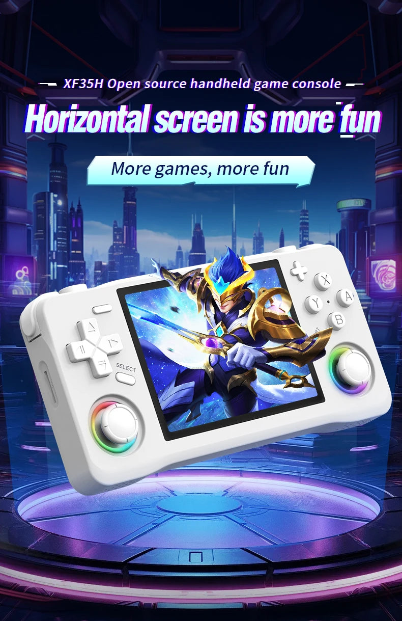 Newest Retro XF35H Handheld Video Game Console Portable 3.5 Inch IPS Screen  Preloaded Games Linux System Pocket Player 128GB