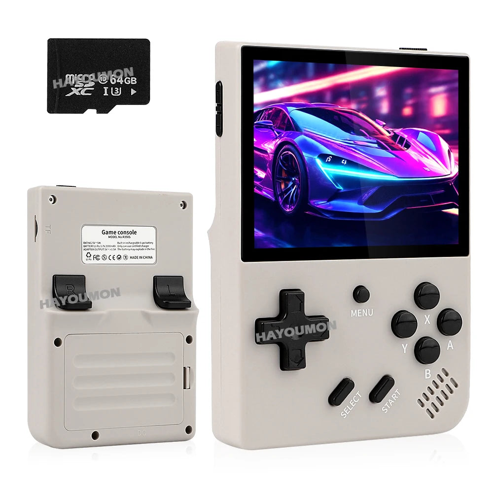 NEW 64G R350S Retro Handheld Video Game Console 3.5" IPS HD Screen Linux System 15000+ Portable Pocket Video Player R350S