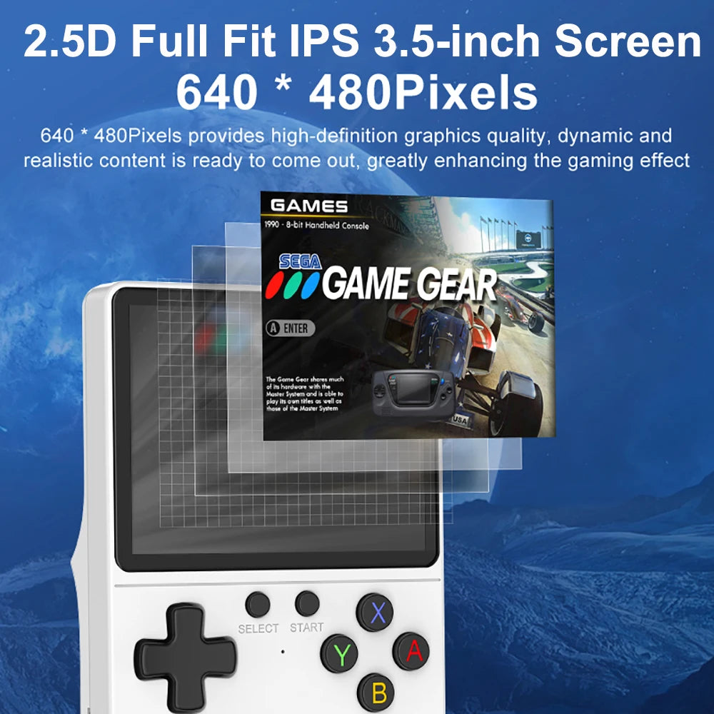 GB350 Handheld Game Player 3.5Inch IPS Screen Built-in 64G 20000+ Games Linux System Portable Retro Video Game Console For PS1