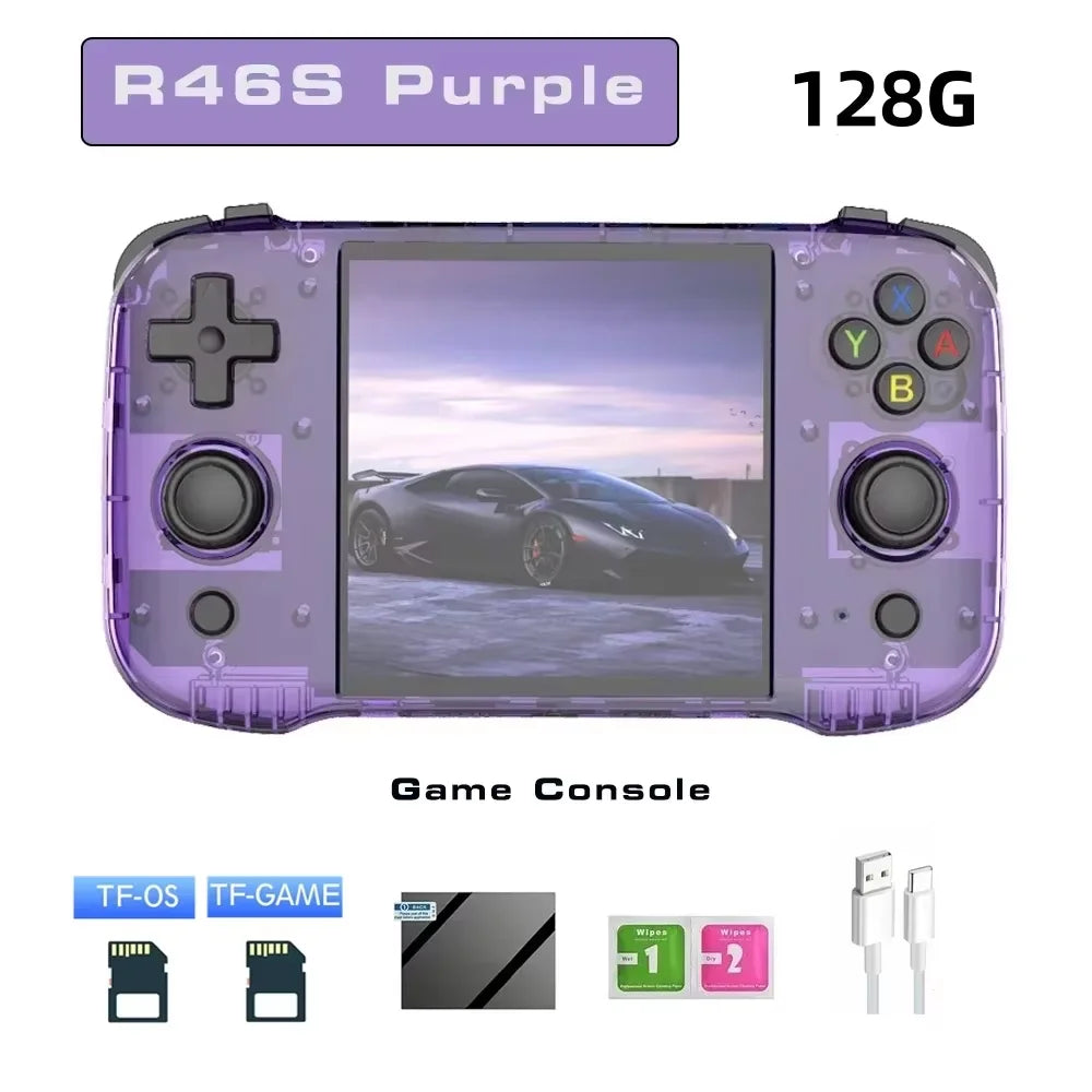 R46S Retro Handheld Game Console Linux System Support WIFI Bluetooth 4 inch Pocket Video Player For PS1 N64 PSP 3D Game R50S