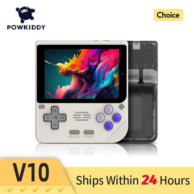 New POWKIDDY V10 Handheld Game Console 3.5 Inch 480*320 IPS OCA Full Screen Retro Opendinglinux Handhelds Cheap Children's Gifts