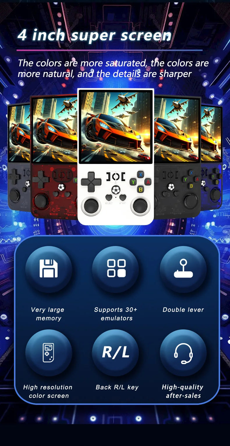 R36 MAX Retro Handheld Game  4.0Inch IPS Screen Console 128GB Portable Pocket Video Player Supports 30+ Emulators
