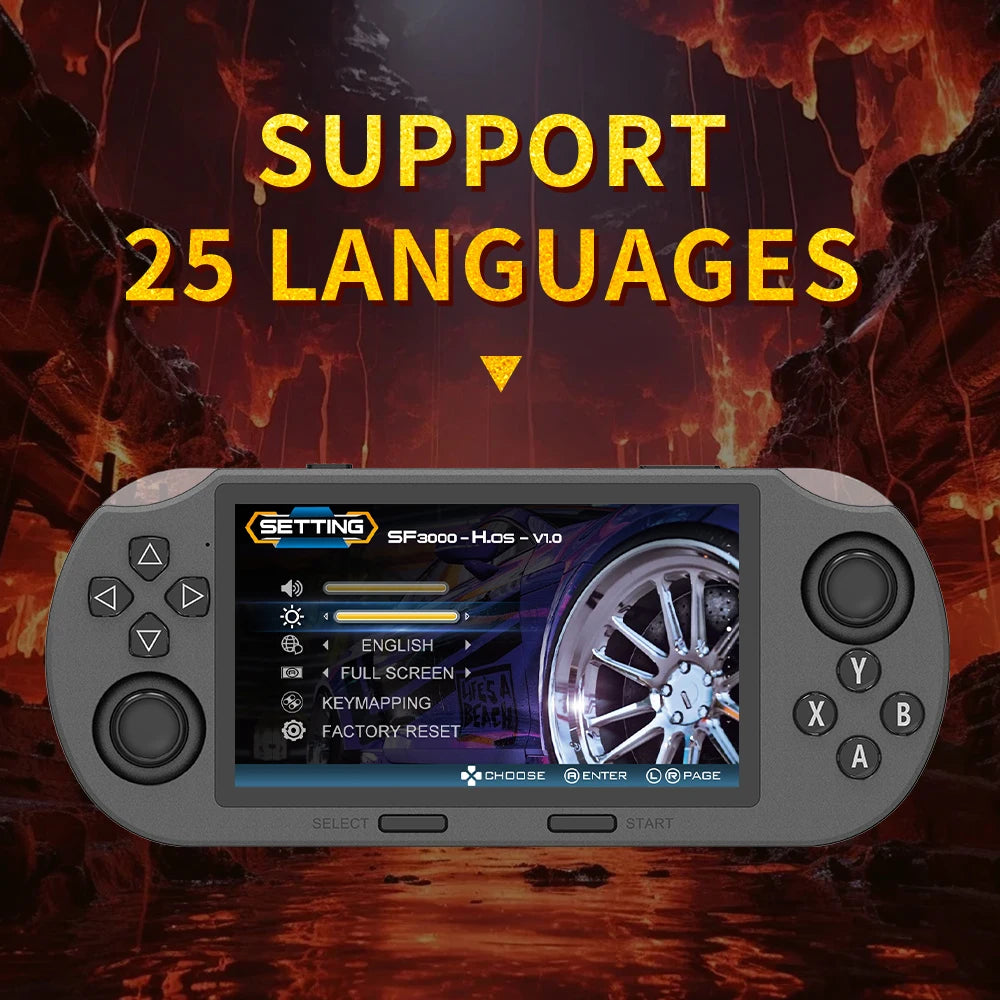 SF3000 Portable Handheld Game Player 4.5 Inch IPS Screen Retro Video Game Console Built-in 20000+ Games for PS1/GBA/SFC/MAME