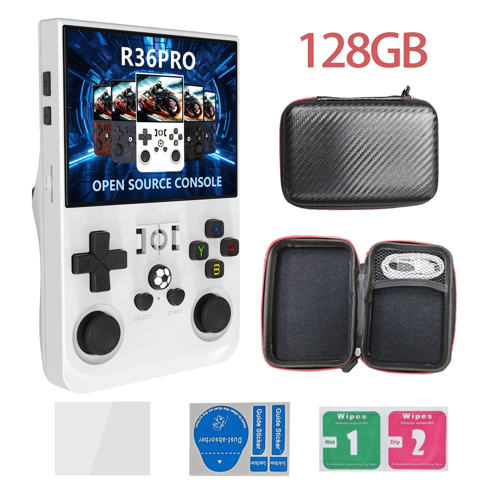 Open Source R36PRO Handheld Game Console Linux System 3.5inch HD Screen 4000mAh Play 6h 1GB+8GB RAM, Support TFcard 64GB 128GB