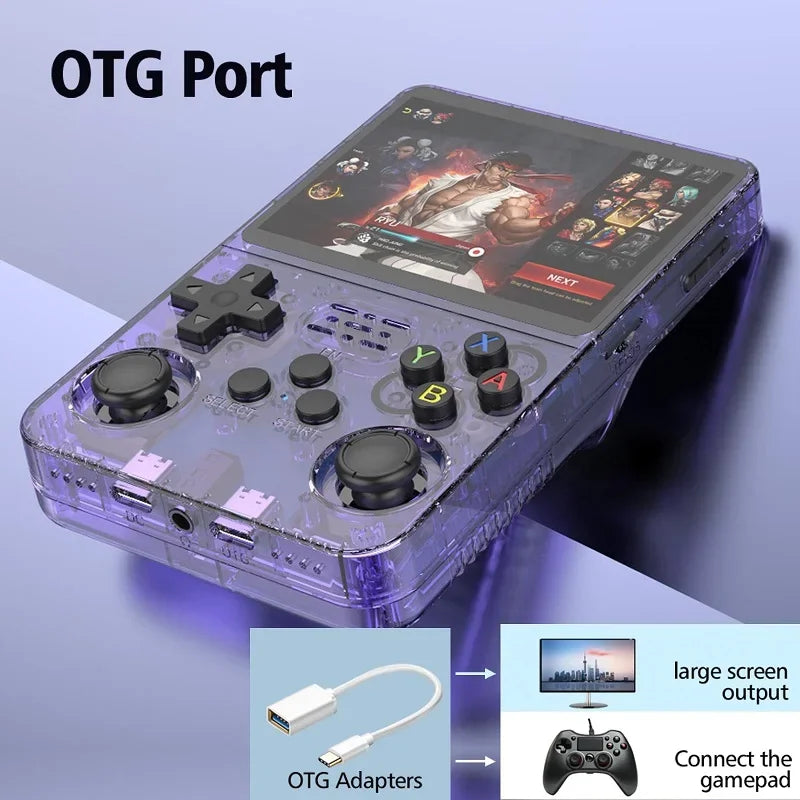 R36S Game Console Linux System 128G Portable Video Consoles 3.5 Inch IPS Screen with Retro Games Pocket Handheld Game Players
