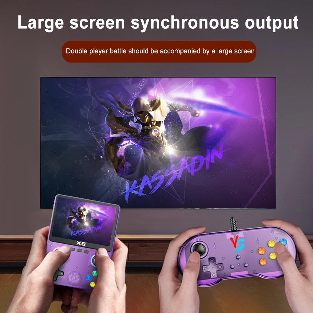 X6 Portable Video Game Console 2000mAh 3.5 Inch IPS Screen Video Gaming Console 3D Joystick Classic Video Player for Adults Kids